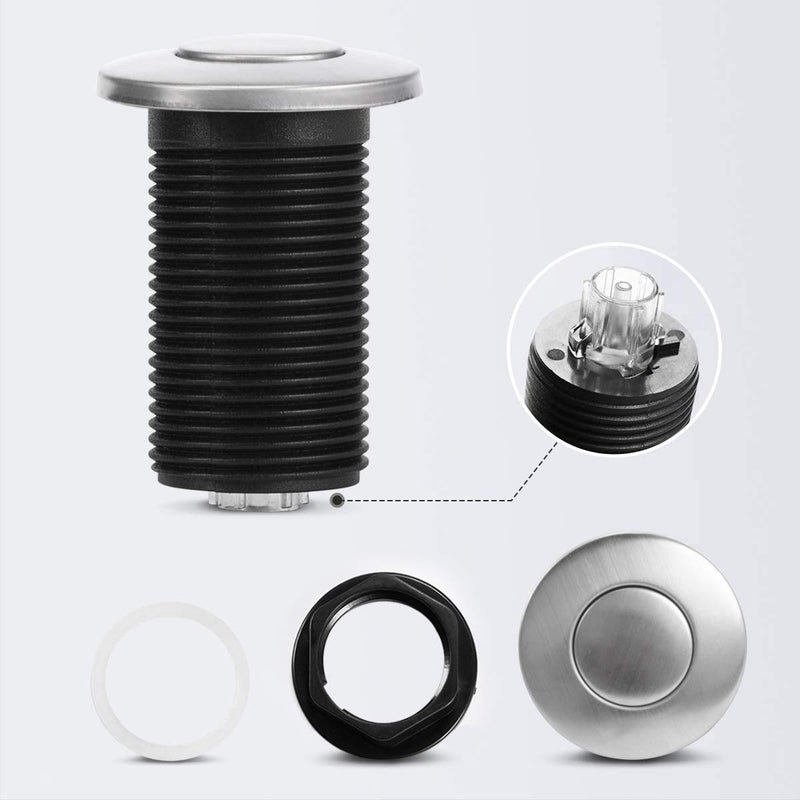 CLEESINK Air Activated Switch Button with Air Hose, Sink Top Stainless Steel Brushed Push Button for Food Waste Garbage Disposal Part (Short, 2.5 Inch) - Image 5